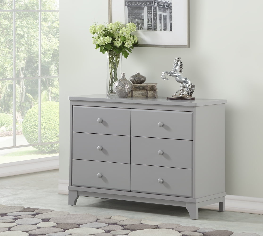 Angel Line Heather 6 Drawer Double Dresser, Gray - Walmart.com