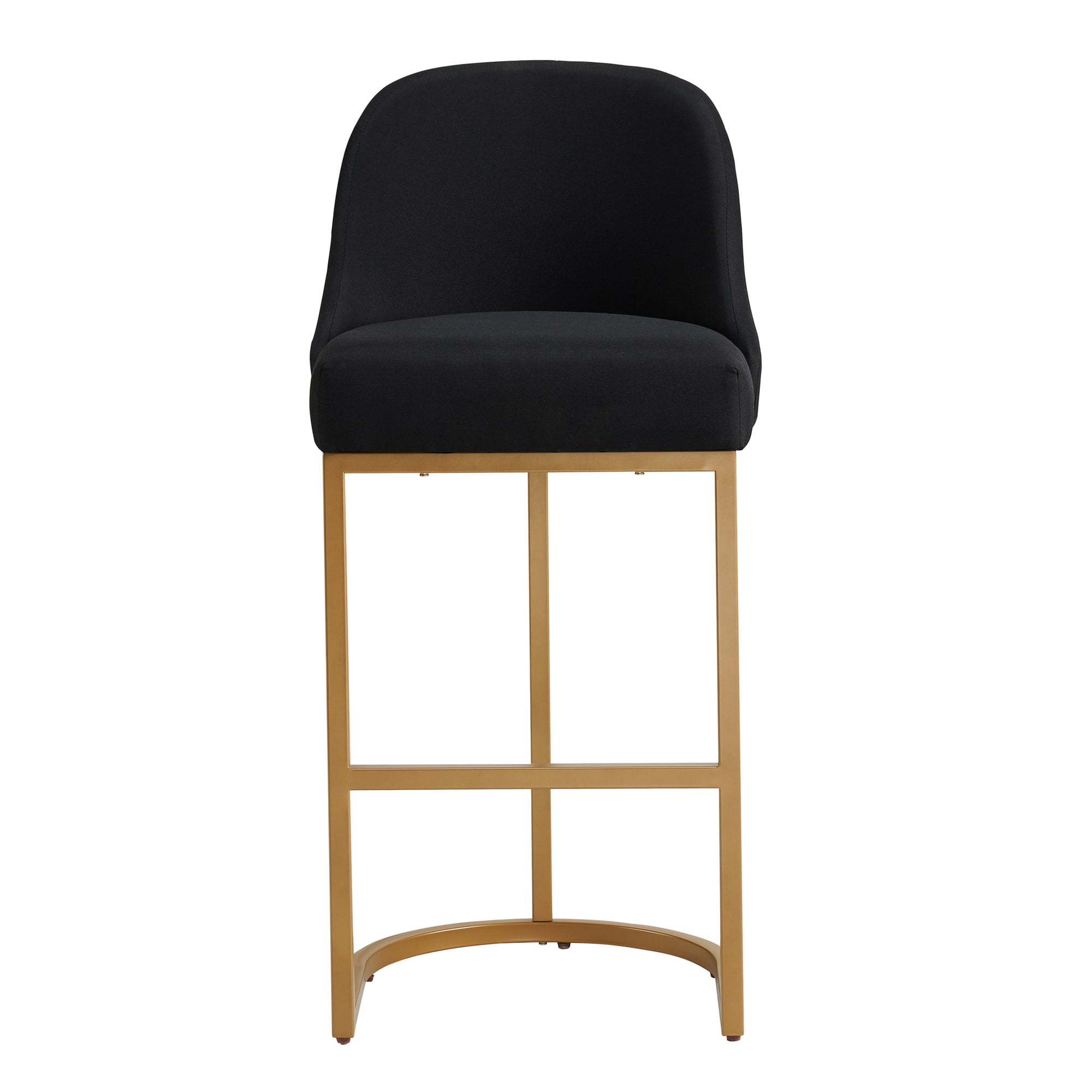 Leick Home Barrel Back Bar Stools with High Density Foam Seat, Black/Gold (Set of 2)