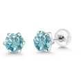 thumbnail image 5 of Gem Stone King Platinum Stud Earrings for Women Men 2.40 Ct Round 6mm Blue Zircon, 5 of 6