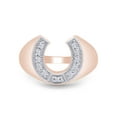 thumbnail image 2 of 1/10 Ct Round Cut Lab Created Moissanite Diamond Horseshoe Statement Ring In 14K Rose Gold Plated Sterling Silver(G-H Color,VVS1 Clarity,0.10 Cttw)-8, 2 of 8
