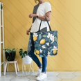 thumbnail image 4 of FORMRS Womens Canvas Tote Bag with Zipper Inner Pocket Shoulder Handbag, Floral Lemon, 4 of 7