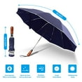 thumbnail image 3 of Lejorain Large Reverse Umbrella -50 Inch Windproof Inverted Umbrella - Automatic Folding Umbrella with Safety Reflective Strip(Blue), 3 of 5