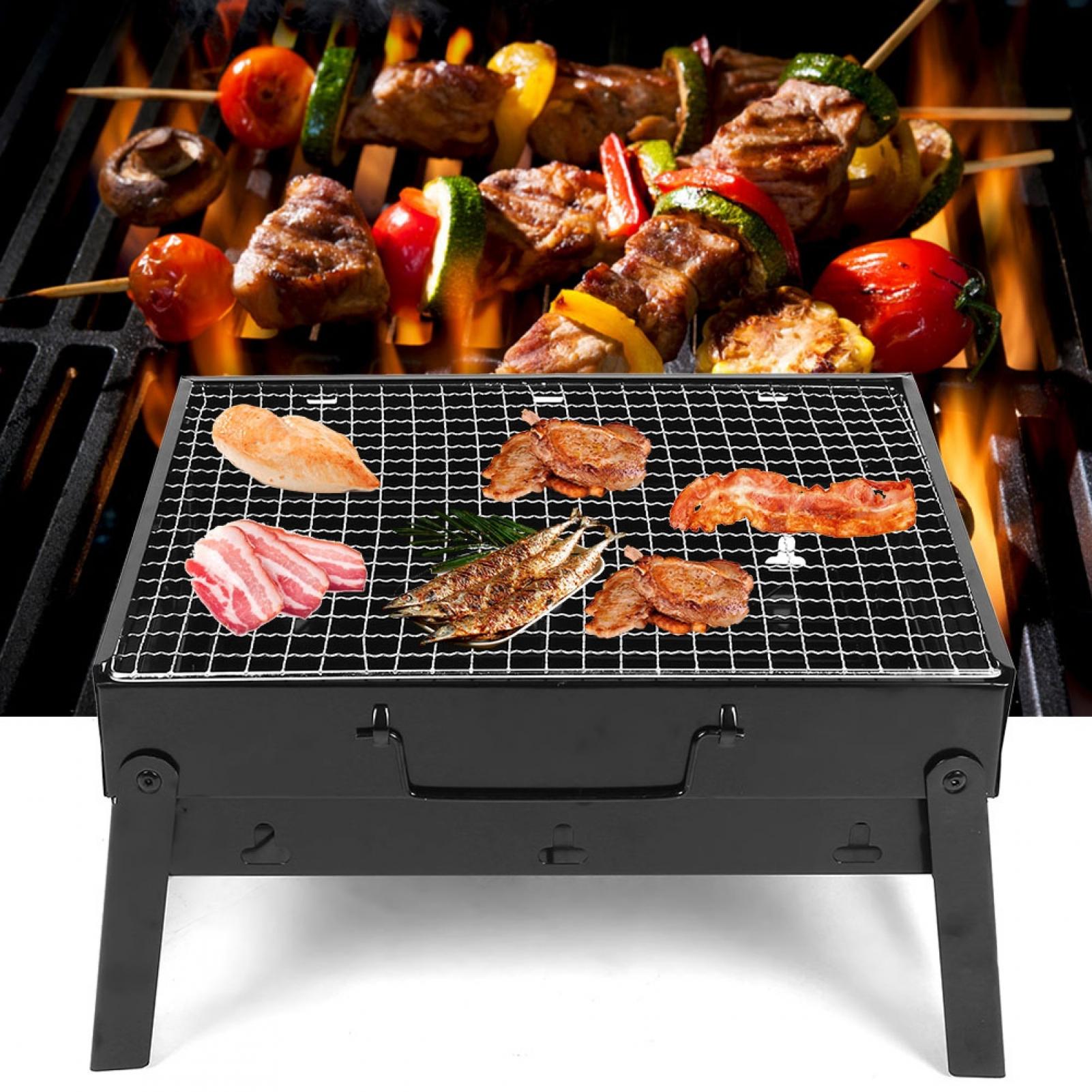 YAHHU Portable Stainless Steel Folding Barbecue Grill BBQ Charcoal Grill for Camping Outdoor