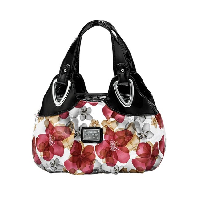 Printed Tote Bag Flower Pattern Multi Pockets Large Capacity Faux Leather Shoulder Bag for Party Gathering Wedding Banquet