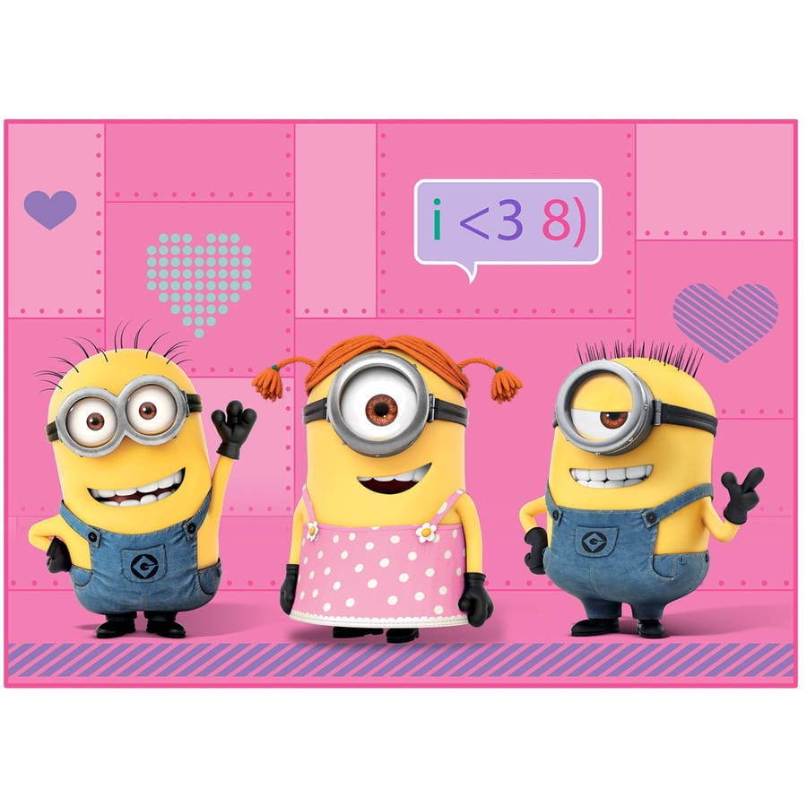 Despicable Me Minions Foam Accent Rug, Kids Bedroom, 3.4 Ft x 4.6 Ft, Pink