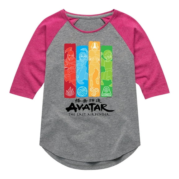 Avatar - The Last Airbender - Four Nations - Youth Girls Raglan Graphic T-Shirt