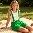 thumbnail image 7 of qucoqpe Girls Adjustable Bib Overall Shorts Trendy Casual Solid Color Classic Shorts Buttons Romper Vintage Shortalls with Pockets for 2-15 Years Kids, 7 of 7