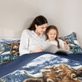 thumbnail image 4 of Homewish Cute Highland Cow 7pcs Bedding Comforter Set,Brown Blue White Queen Bedding Sets,Country Farmhouse Lodge Queen Sheet Sets For Girls,Breathable Home Decor Reversible, 4 of 8