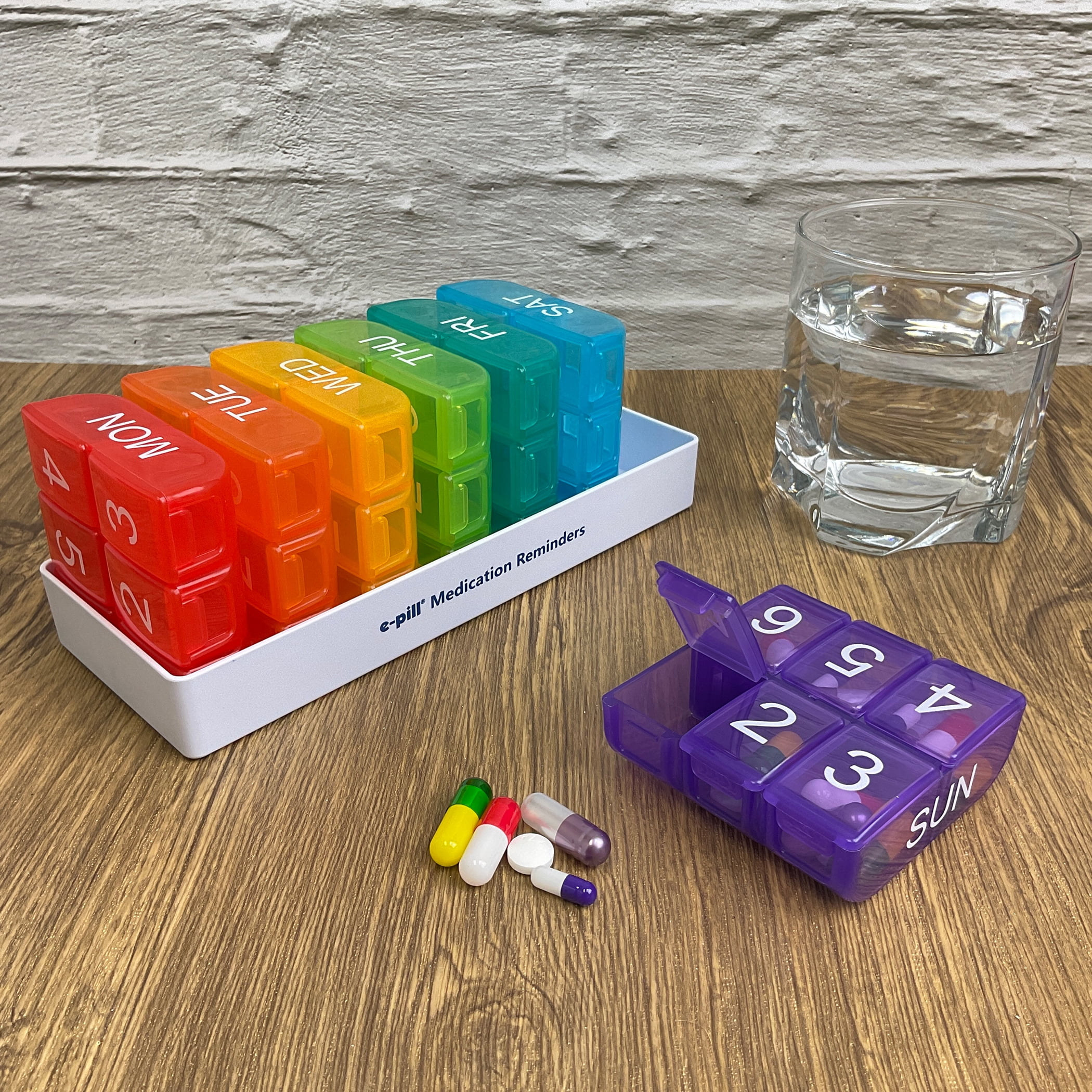 e-Pill 6 Times a Day x 7 Day Large Weekly Pill Organizer - Multicolor
