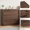 thumbnail image 5 of 3 Drawer Nightstand for Bedroom, 30in Tall Small End Side Table with Large Storage & Anti-Tip Design, Modern Bedside Table Organizer for Living Room, Entryway - Walnut, 5 of 7