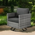 thumbnail image 5 of Ovios 9 Pieces Patio Fire Pit Set Outdoor Wicker Sectional Sofa Conversation Set with Swivel Rocking Chairs,Black, 5 of 8