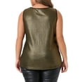thumbnail image 4 of DARING DIVA Women's Plus Metallic Tank Top Sleeveless Shiny Party Tops 1X Gold, 4 of 5