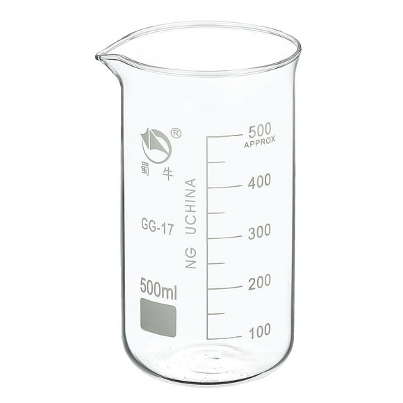 Unique Bargains 500ml Tall Form Glass Beaker, 3.3 Borosilicate Graduated Lab Measuring Cups