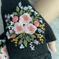 thumbnail image 4 of Xfvqtps Fingerless Gloves for Womens Thumb Hole Wrist Knitting Crochet Flower Embroidery Hollow Out Lace Fashion Thermal Warm Winter Mittens Black, 4 of 6