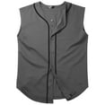 thumbnail image 2 of Ma Croix Mens Sleeveless Button Down Baseball Jersey Hip Hop T Shirts, 2 of 7