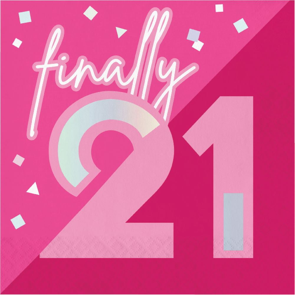 Hot Pink Foil 21st Birthday Tableware Set, Serves 8