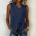 thumbnail image 3 of TGSLY Women's Casual Cotton Linen Tank Tops Trendy V Neck Wrap Solid Color Vest Lightweight Soft Tie Front Sleeveless Shirts S, 3 of 8