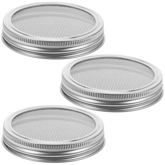 BESTOYARD 3Pcs Stainless Steel Sprouting Lids with Fine Mesh for Easy Draining and Rinsing