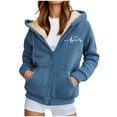 thumbnail image 4 of Atogsazn Women's Fleece Lined Hoodies Full Zip Hoodie Long Sleeve Sweatshirt Sherpa Winter Clothing Tops 03-Navy L Fashion, 4 of 7