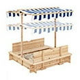 thumbnail image 2 of GVN Kids Wooden Sandbox with Canopy and Bench Seats, Backyard Sandbox, Kid's Outdoor Furniture, Honey, Gift for Ages 2-8, 2 of 10