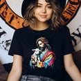 thumbnail image 3 of Jesus with Lamb T-Shirt | Christian Graphic Faith Tee for Women Men, White, Size M, 3 of 6