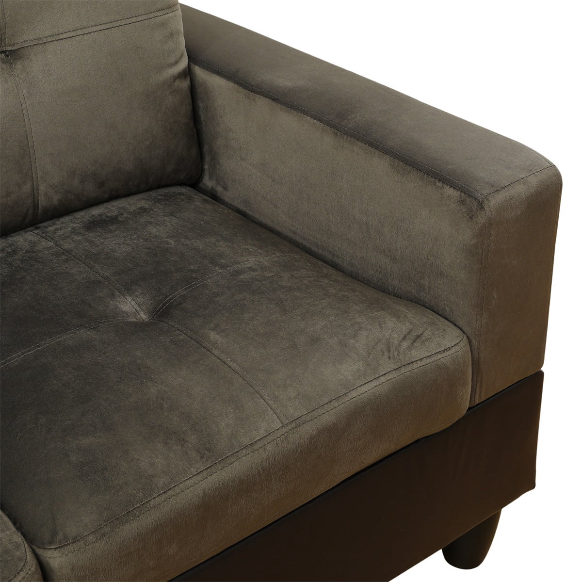 Hommoo Flannel and PVC Sectional Sofa, L Shaped Couch and Sofa Set, Modern Living Room Furniture Sets,Taupe(No Ottomans)