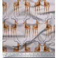 thumbnail image 1 of Soimoi Poly Georgette Fabric Deer Animal Print Fabric by The Yard 42 Inch Wide, 1 of 3