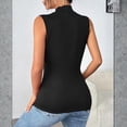 thumbnail image 4 of Gaukiv Womens Tank Tops Mock Neck Sleeveless Stretch Blouses Slim Basic Layering Shirts Black L, 4 of 6