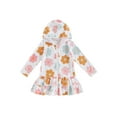 thumbnail image 2 of Aojekbee Little Girls Summer Swimwear Dress Long Sleeve Zipper Hooded Floral Beachwear Cover Up Bating Towel, 2 of 10