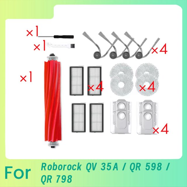 19 Piezas para Aspiradoras para 35A / QR 798 / QR 598, Cepillo Lateral, Filtro HEPA, Mopa, Bolsa para Polvo.