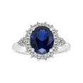 thumbnail image 2 of 4 1/10 Carat T.G.W Created Blue & White Sapphire and Diamond-Accent Halo Sterling Silver "Indigo Gem" Engagement Ring, 2 of 6
