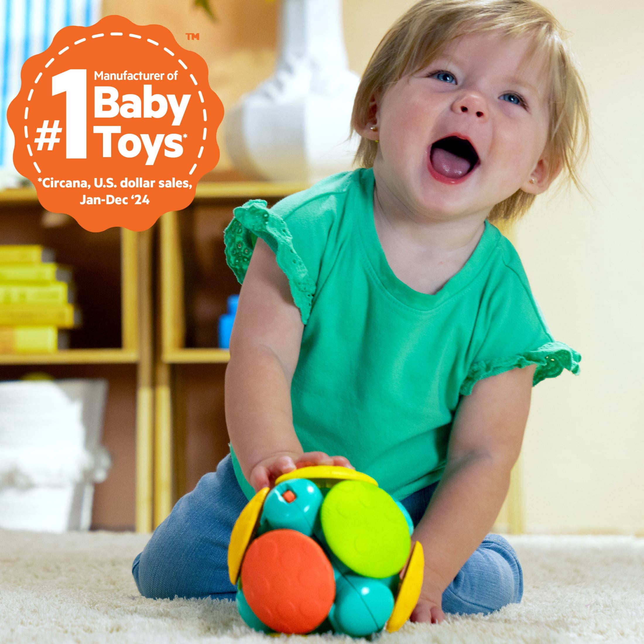 Bright Starts Wobble Bobble Crawl & Chase Baby Activity Ball Toy, Unisex, Ages 3 Months +