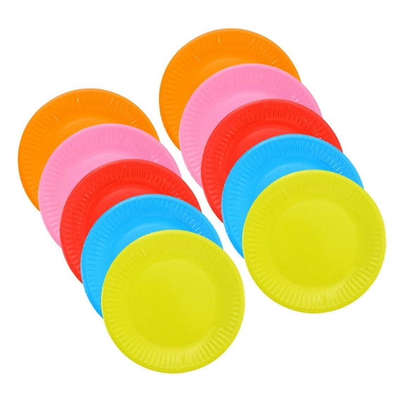 FOMIYES 50 Pcs EcoFriendly Assorted Color Disposable Paper Plates Ideal for Cake Holding and Entertaining