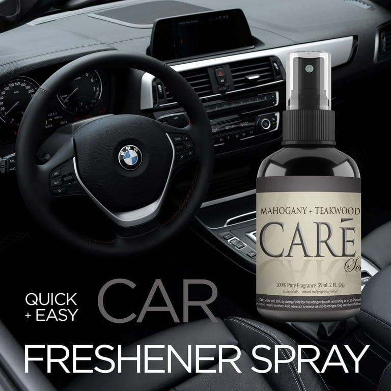 CARe Mahogany + Teakwood Scent Car Air Freshener Spray (2 pack) 