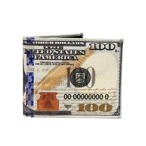 Mens USA New $100 Dollar Bill Wallet Credit Card Holder and ID Display