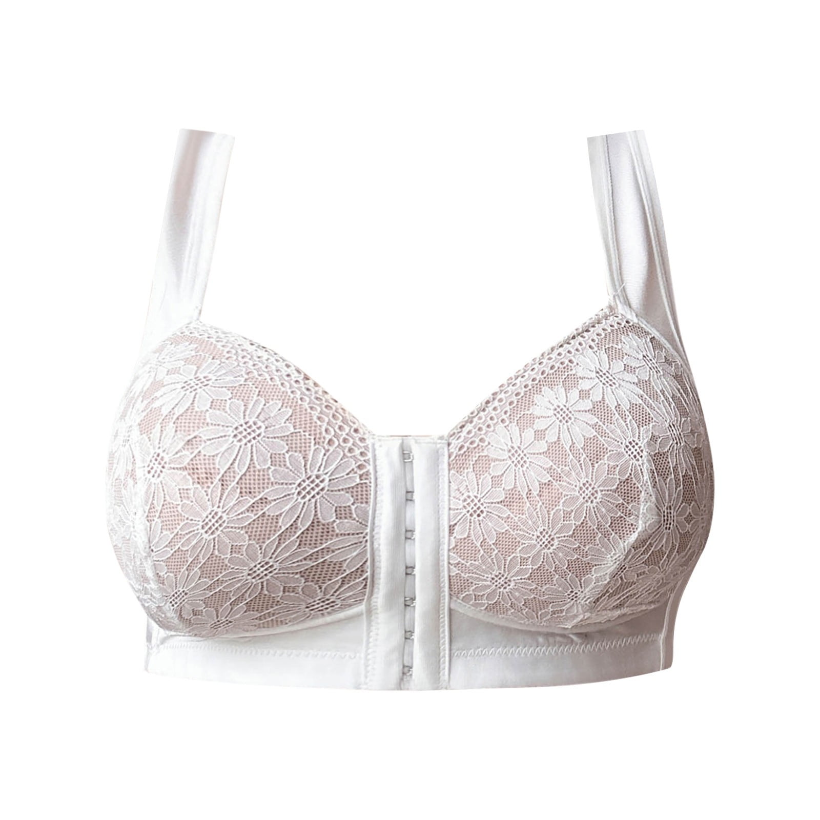 Soutien-gorge Dentelle Avec Fermeture Devant - Armatures, Grande Taille - Confort Quotidien, Nylon Doux - Pour Femme