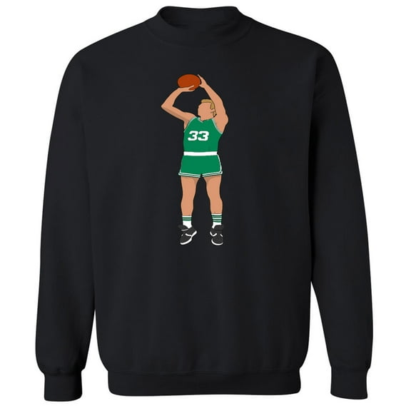BLACK Celtics Larry Bird Larry Legend Pic Crew Neck Sweatshirt ADULT