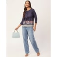 thumbnail image 2 of Moomaya Printed Tie-Up Tops For Women, Quarter Sleeves Round Neck Casual Viscose Top, 2 of 8
