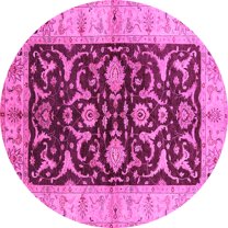 Ahgly Company Indoor Round Oriental Pink Traditional Area Rugs, 3' Round