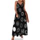 thumbnail image 1 of Vestido largo elegante con estampado espacial celestial, negro y blanco, cuello en V, estilo bohemio, para playa, con tirantes, moda urbana, talla grande, 1 of 7