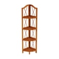 thumbnail image 7 of Lavish Home 4 Tier Wood Folding Corner Bookshelf Storage Unit for Small Spaces in Pecan Finish, 7 of 7