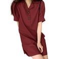 thumbnail image 5 of ZANZEA Womens Dresses Short Sleeves Solid Color Lapel Neck Casual Pullover Dress, 5 of 7