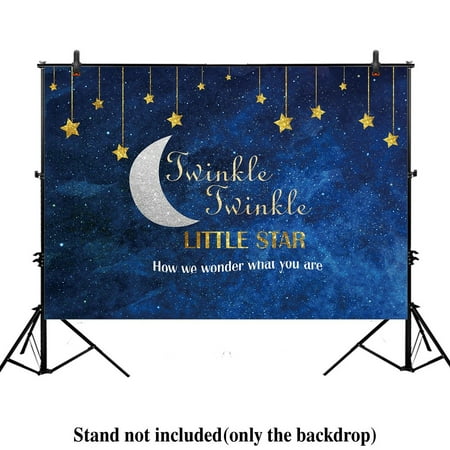 - HelloDecor Polyster 7x5ft photography backdrop background Twinkle Twinkle Little gold Glitter star Birthday party banner Newborn props photo studio booth baby shower photocall