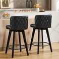 thumbnail image 3 of TEWLOSS Counter Height Bar Stools Set of 2, 27.5in Swivel PU Leather Bar Chairs with Curved Back for Kitchen Island, Black, 3 of 7