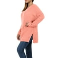 thumbnail image 2 of J. METHOD Women’s Knit Sweater Long Sleeve Round Neck Thermal Waffle Warm Casual Tunic Pullover Side Slit Knitted Top NEWT392 Deep Coral 2XL, 2 of 5