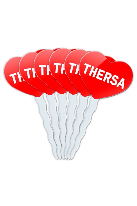 Thersa Heart Love Cupcake Picks Toppers - Set of 6