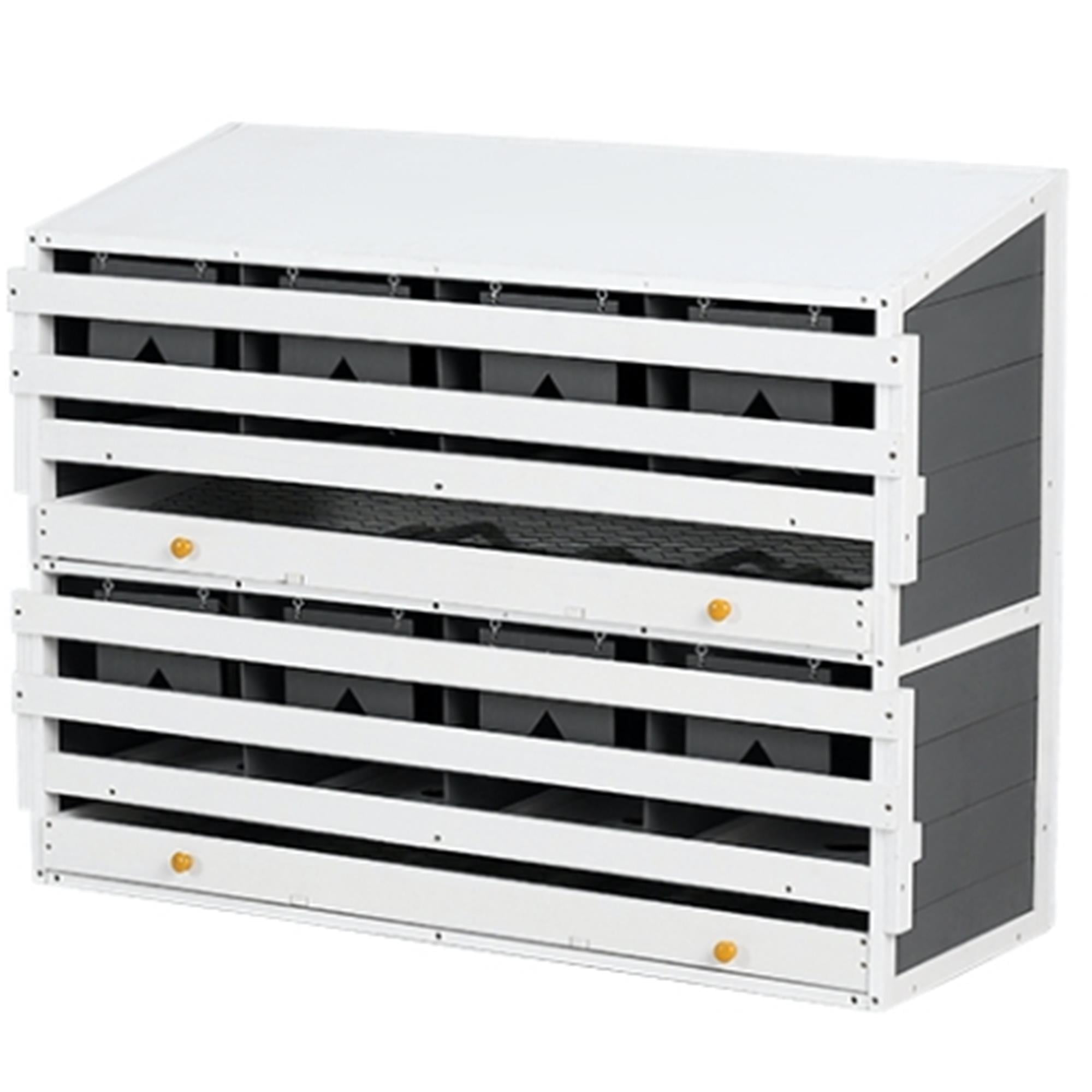 Pefilos 47" Wood 8 Compartments Egg Laying Boxes for Hens, Chicken Nesting Box for Laying Eggs with 2 Roll Out Egg Collection Drawers, Gray Pefilos 47" Wood 8 Compartments Egg Laying Boxes for Hens, Chicken Nesting Box for Laying Eggs with 2 Roll Out Egg Collection Drawers, Gray