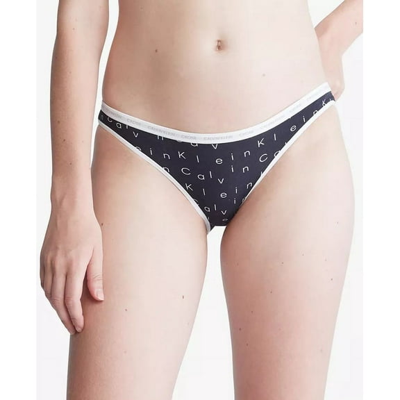 Calvin Klein FALLING LOGO PRINT BLACK CK One Cotton Bikini Panty, US X-Small