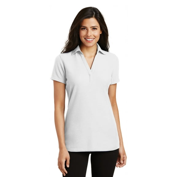 Port Authority Women's Silk Touch Y-Neck Polo L5001 White Medium