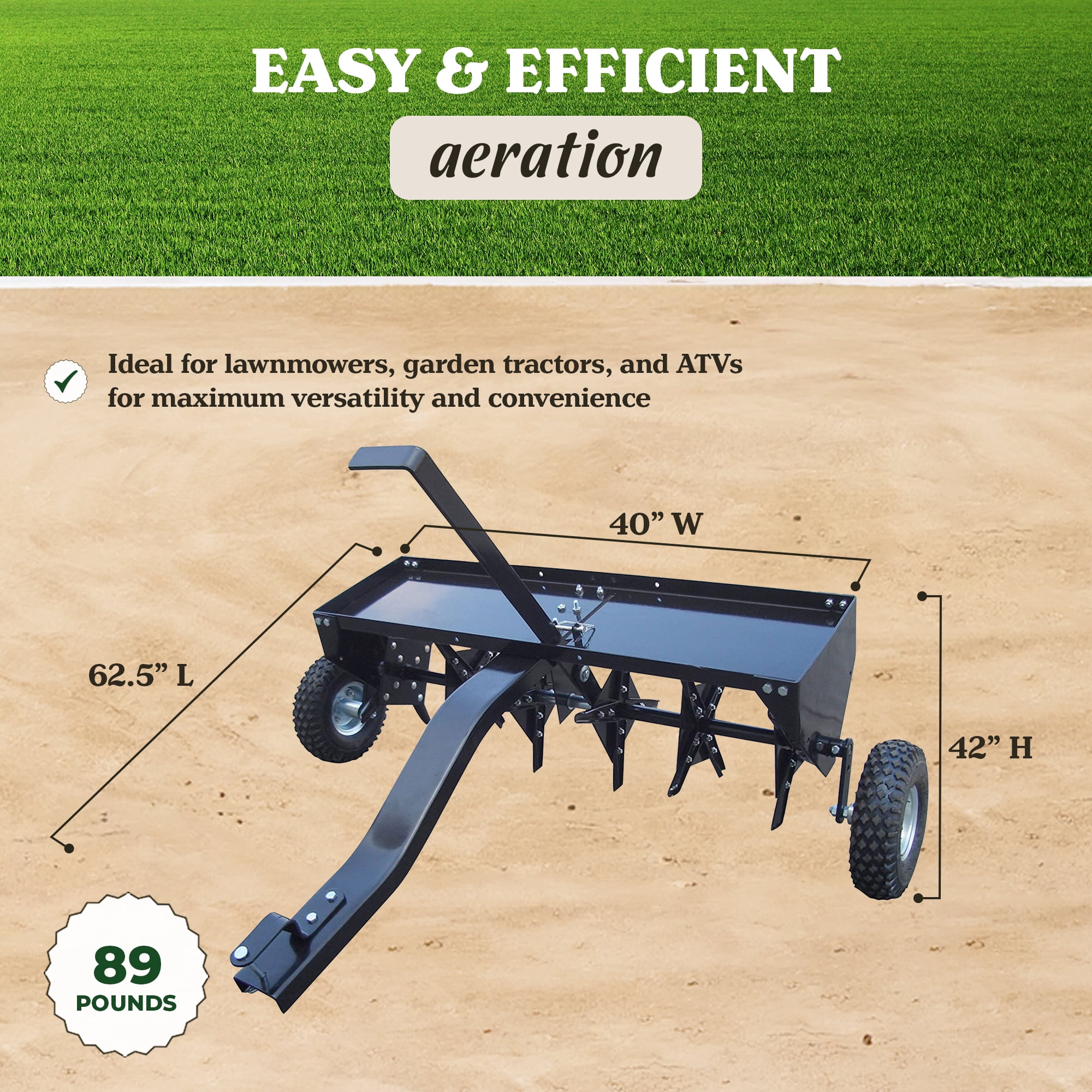 Yard Tuff Steel Plug Aerator Universal Hitch, 40 Inch Wide Working Width